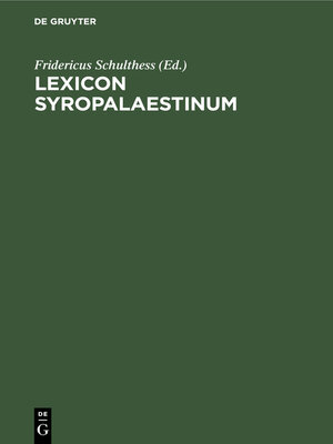 cover image of Lexicon Syropalaestinum